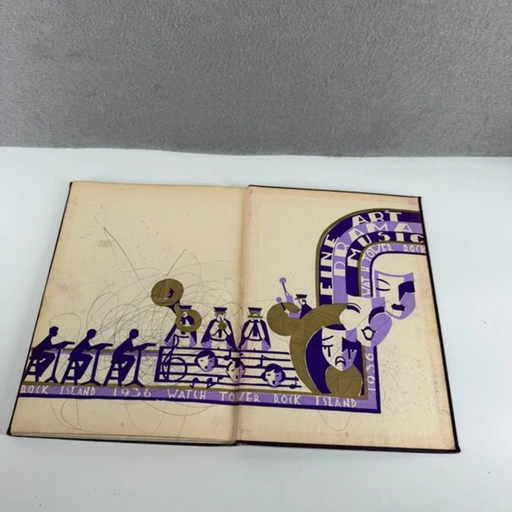 1936 Rock‎ Island HIGH SCHOOL Rock Island IL Illinois Yearbook Watchtower Signed